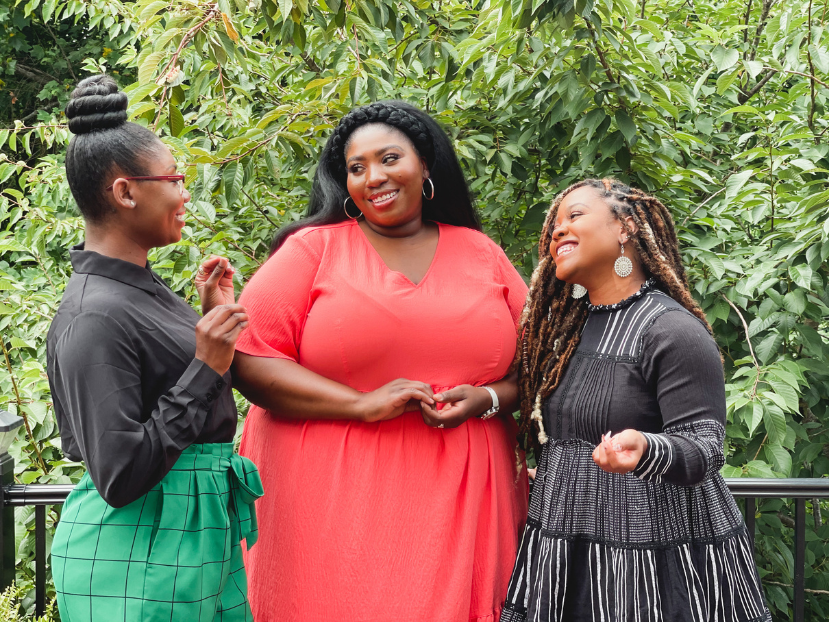 Happy Friends Talking Together Outdoors